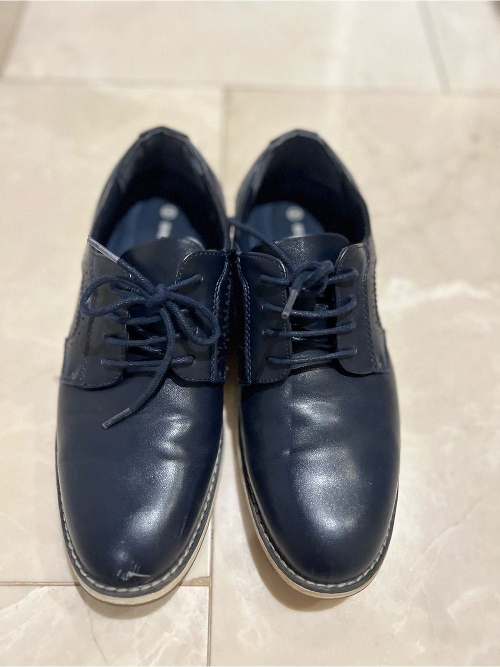 Boy’s Navy Leather Derby Shoes - Classic Lace-Up